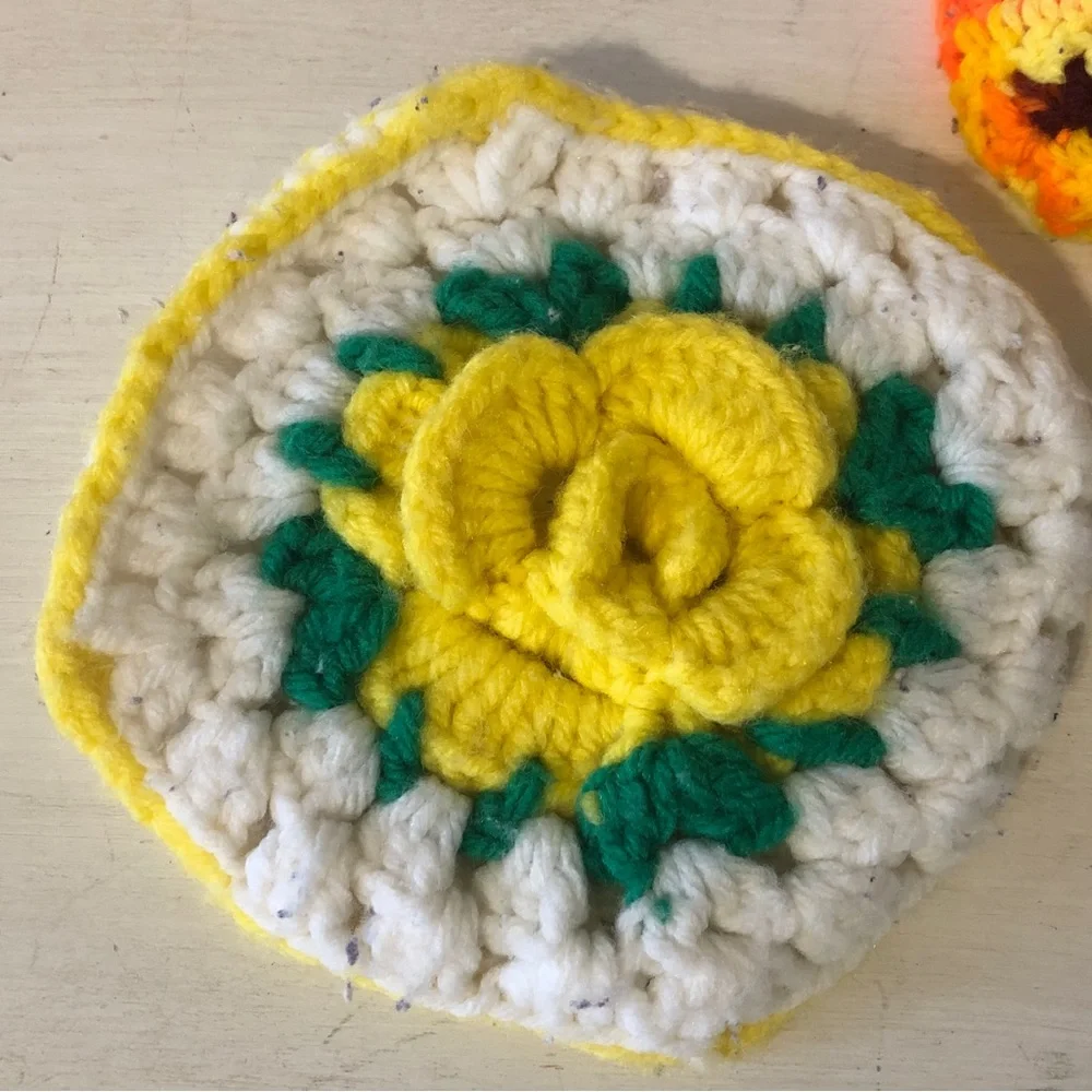 Lot of 5 Hand Crocheted Knit Hot Pad Potholders Trivets Variety of Shapes